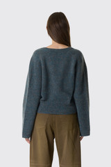 GANNI Melange Mohair Deep V-Neck A1150050 Blue Coral