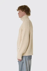 Hopeium Turtle Neck Knit With Zip 20262070102 255 Dune