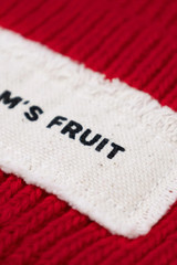 Bram's Fruit Distressed Label Beanie FW26-2147 Red