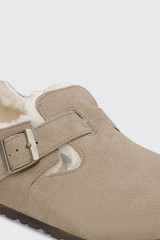 Birkenstock London Shearling Suede Leather Narrow Taupe