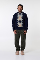 AMI Paris Argyle Sweater HKS044.KN0057 Navy/Green/Aqua/Nude