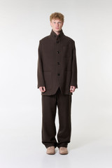 AMI High Collar Short Coat Dark Coffee