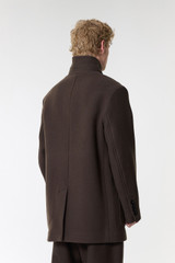 AMI High Collar Short Coat Dark Coffee