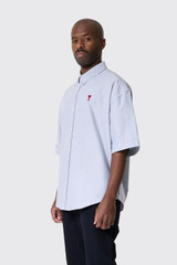 AMI Paris Boxy Fit Short Sleeve Shirt HSH230.CO0031 Blue Note