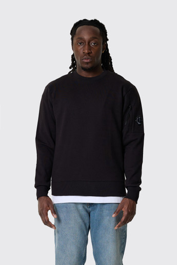 C.P. Company Diagonal Raised Fleece Crew Neck Lens Black