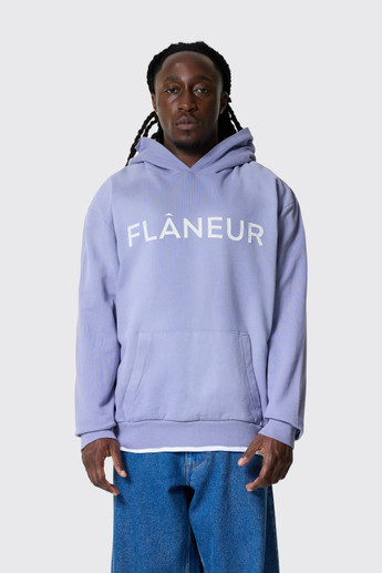 Flaneur Printed Logo Hoodie Washed 650 Purple