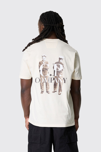 C.P. Company T-Shirts Short Sleeve in Jersey 30/1 Pistachio Shell