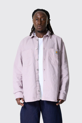 Carhartt WIP Walter Shirt Jac Cotton/Linen Pink Fog Garment Dyed
