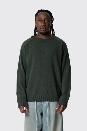 POP Trading Knitted Elbow Crewneck Duffel Green