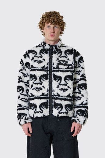 Obey Repeated Icon Sherpa Jkt BKM Black multi