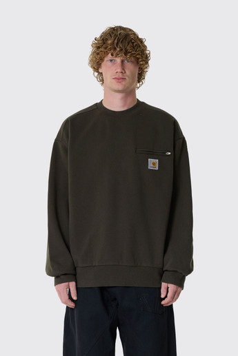 Carhartt WIP Detroit Sweat 49.06 Olive Stone Washed