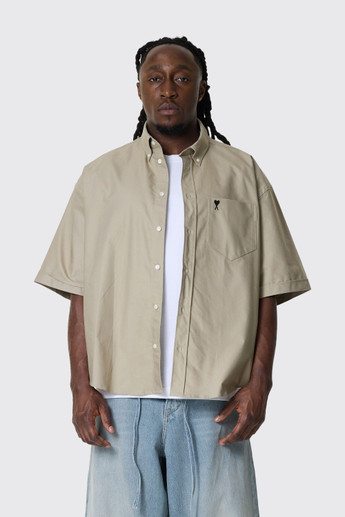 AMI Paris Quota - Boxy Short SS Shirt Beige Taupe