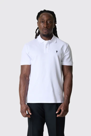AMI Paris Paris Quota Contrasted Polo Shirt HPL411.760 Blanc