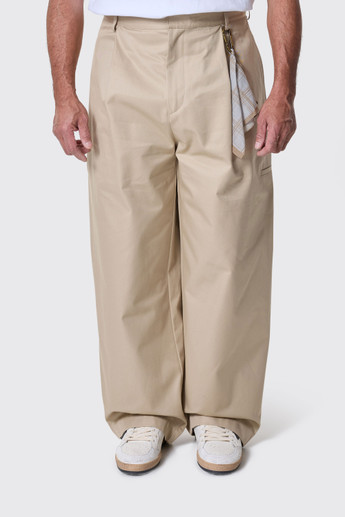 DARKPARK Davide Twill Wide-Leg Trousers Beige