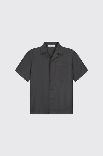Olaf Hussein Linen Blend SS Shirt M240305 Charcoal