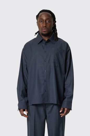 OLAF Wool Blend Boxy LS Shirt Charcoal