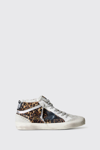 Golden Goose Mid Star Leopard Beige Brown Leo/Ice/Blk