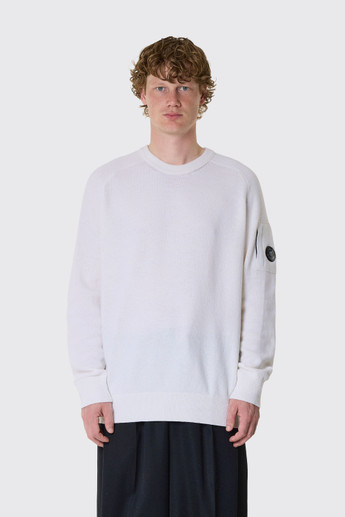 C.P. Company Lambswool GRS Crewneck Sweater 21CMKN085A-110149A 103 Gauze White