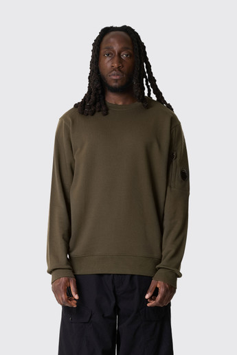 C.P. Company Diagonal Raised Fleece Crewneck Lens 21CMSS713A-005086W 683 Ivy Green