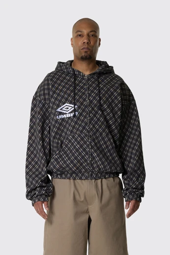 Umbro Plaid Masked Hoodie UBMW0664JY181 BRW0001 Brown