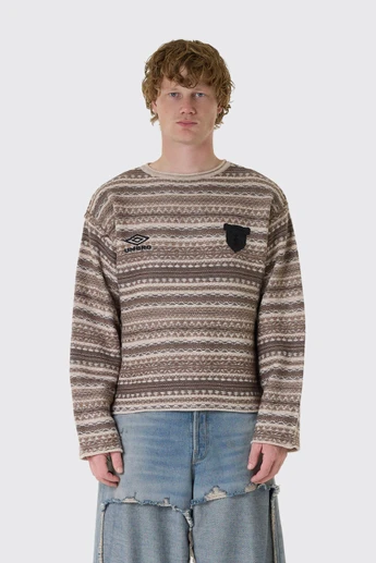 Umbro Fair Isle Crest Crew UBMW0654YA27 GRY0063 Greige