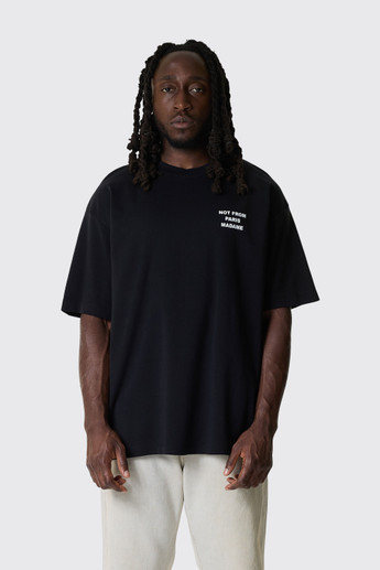 Drôle de Monsieur Bold Slogan T-Shirt PERM-TS203-CO002 BL Black