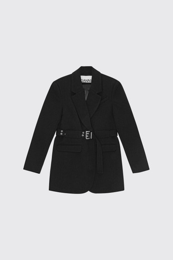 GANNI Bonded Crepe Blazer W0241 099 Black