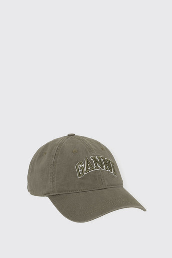 GANNI Washed Cotton Canvas Cap Emb A6899 861 Kalamata
