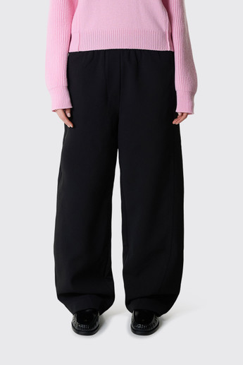 GANNI Bonded Crepe Wide Pants A1080054 099 Black