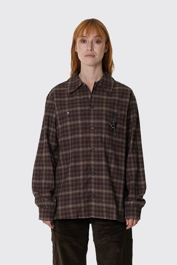 Simone Rocha Military Flannel Shirt W/EMB 5501B 1352 Check/Jet