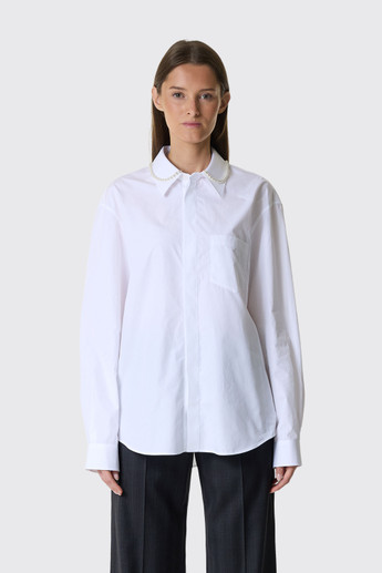 Simone Rocha Classic Concealed Button Shirt W/EMB 5423B 1287 White/Pearl