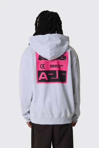 Arte Antwerp Pink Back Print Hoodie AW26-123H 20 Grey
