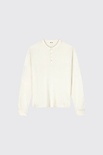 Olaf Hussein Waffle Henley LS Tee M260107 Off White