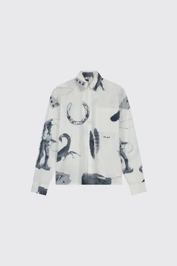 Olaf Hussein Cowboy AOP Boxy Shirt M260305 White/Navy