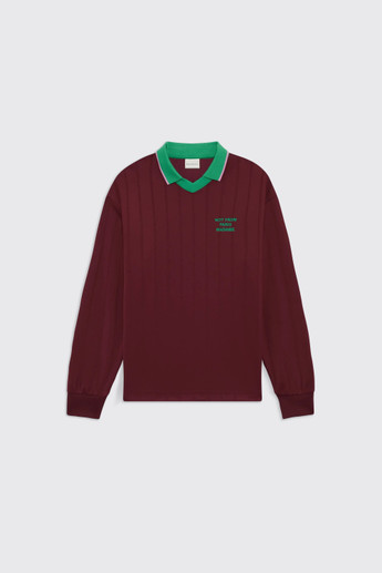 Drôle de Monsieur Slogan Longsleeve Polo M-PL189-PL160 BY Burgundy