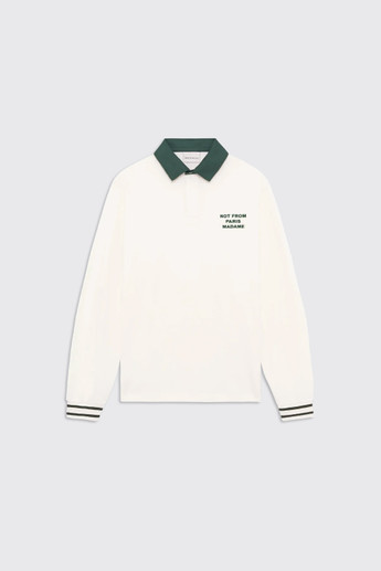 Drôle de Monsieur Slogan Longsleeve Polo M-PL190-CO248 Off White