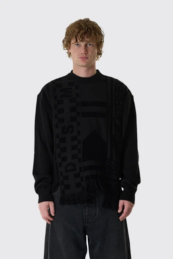 Dover Street Market Unisex 4 Tonal Scarves Patchwork Crewneck Knit DSM02N004 1 Black Black
