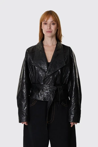 ERL Unisex Biker Leather Jacket  ERL13J005 1 Black
