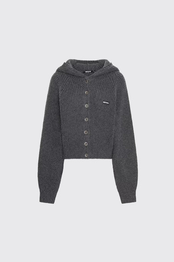 ROTATE Knit Boxy Hoodie 1167001205 1205 Gray Pinstripe