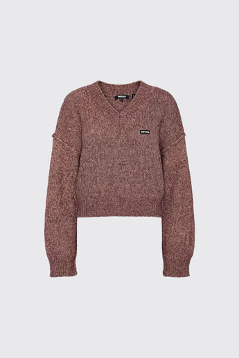 ROTATE Knit V-Neck Jumper 1165663113 3113 Winetasting Comb