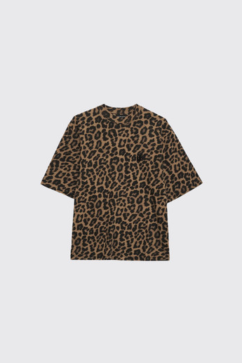 Anine Bing Avi Tee A-08-11154 MTL59 Black and Brown Leopard