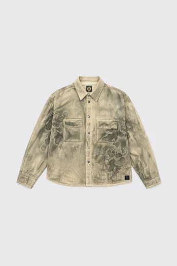 Braindead Cotton Ripstop Cropped Shirt Jacket F26T24005290 Algae