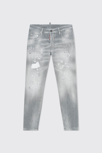 Dsquared2 Black Ripped Leather Wash Skater Jeans Black - Calico Club
