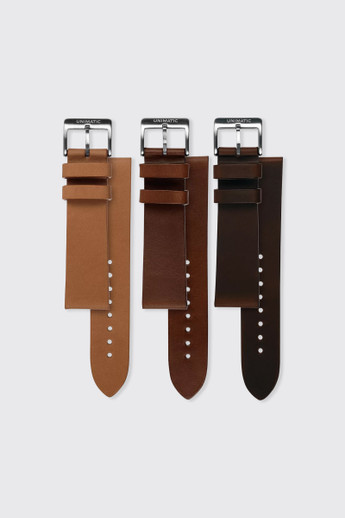 Unimatic Leather Strap CHOCOLATE 3pcs Set 22-20mm Brown