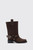 GANNI Mid Shaft Biker Boot Recycled Suede Pelinova B1010095 979 Chicory Coffee