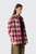 GANNI Cotton Flannel Check Pleated Sleeve Shirt A1040415 266 Raspberry Wine