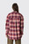 GANNI Cotton Flannel Check Pleated Sleeve Shirt A1040415 266 Raspberry Wine