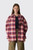 GANNI Cotton Flannel Check Pleated Sleeve Shirt A1040415 266 Raspberry Wine