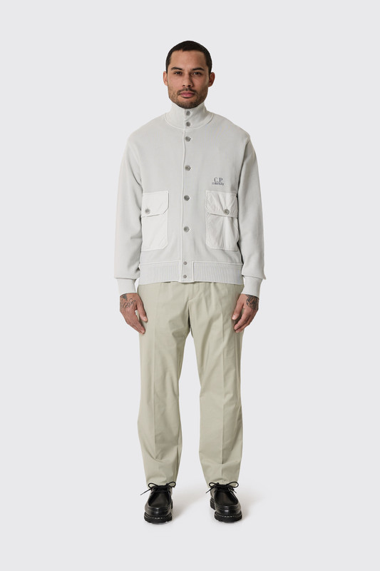 C.P. Company Cotton Diagonal Fleece Full Button  Blue Fox