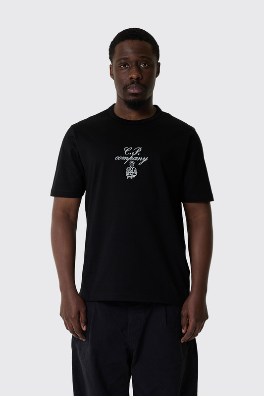 C.P. Company 30/2 Mercerized Embroidery T-Shirt Black